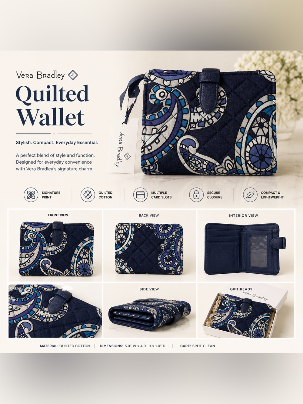 Vera Bradley Blue and Black Paisley Wallet💙 - Picture 11 of 11